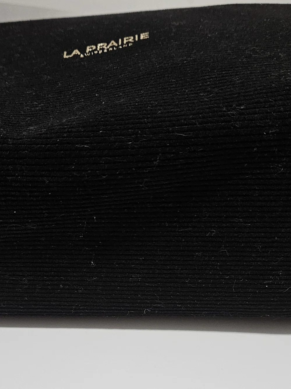 La Prairie Switzerland Black Women’s Clutch Cosmetic Bag - Elegant Gold Logo